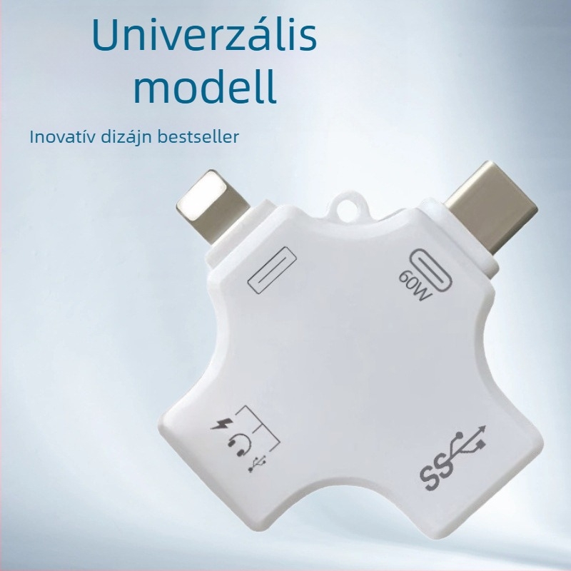 Alkalmas Apple mobiltelefon-adapterhez C típusú USB-ről kettő az egyben PD15W töltő-adatátviteli adapterhez