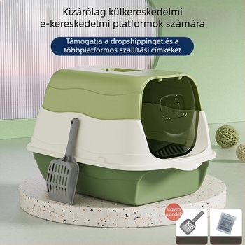 Túlméretezett macskaalom doboz fertőtlenítő dezodor teljesen zárt macska WC macskaalom doboz túlméretezett fröccsenésgátló nagykereskedelem