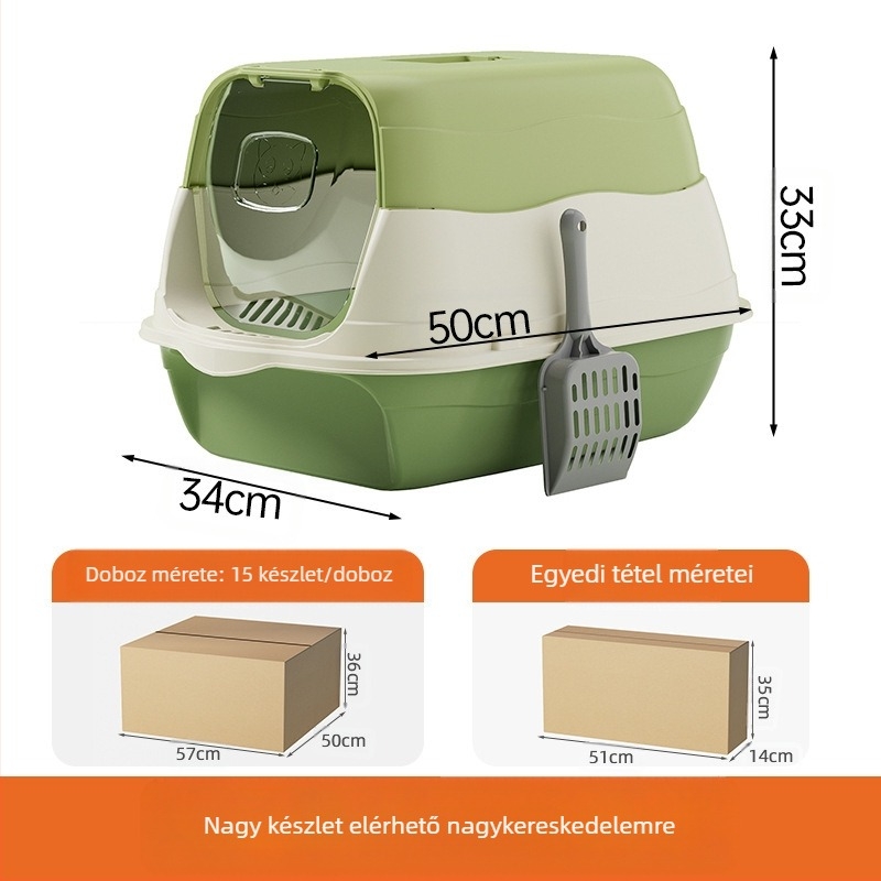Túlméretezett macskaalom doboz fertőtlenítő dezodor teljesen zárt macska WC macskaalom doboz túlméretezett fröccsenésgátló nagykereskedelem
