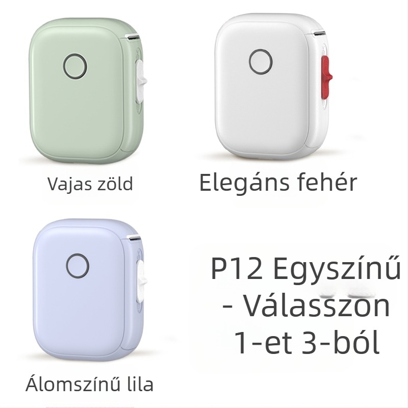 Otthoni címkenyomtató P12 folyamatos papírú hőcímke-gép öntapadós hordozható kézi mini nyomtató