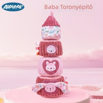 Újszülött torony alakú pohár Jenga oktatójáték 0-1 éveseknek Szivárványtorony intellektuális játék