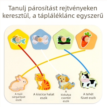 Kreatív gyermekeknek való fa állatos kirakós játékok baba koragyermekkori nevelés tápláléklánc kognitív kirakó tudományos és oktatási építőkockák kirakós tábla