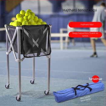 Összecsukható alumínium ötvözetből készült teniszkocsi mobil labdaszedő keret tárolótáska hordozható nagy kapacitású labdaszedő keret