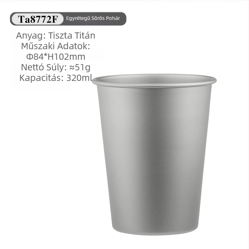 Tiszta titán söröspohár, kültéri kemping gyümölcslé pohár, egyrétegű, praktikus pohár, titánötvözetből készült esésgátló hideg italos pohár, titán pohár