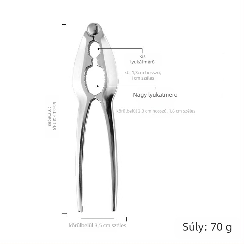 Rozsdamentes acél aszalt gyümölcsös csipesz fenyőmagos csipesz háztartási diós csipesz mogyorós kis pekándiós fogó nyitott nagykereskedelem