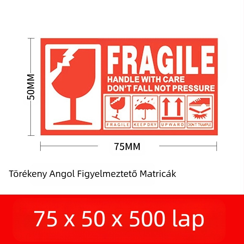 Törékeny termékek címkéje törékeny kínai és angol figyelmeztető címke bevont papír expressz logisztikai csomagolás törékeny címke