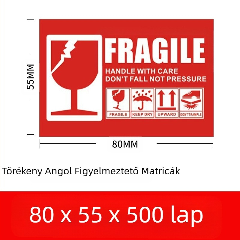 Törékeny termékek címkéje törékeny kínai és angol figyelmeztető címke bevont papír expressz logisztikai csomagolás törékeny címke