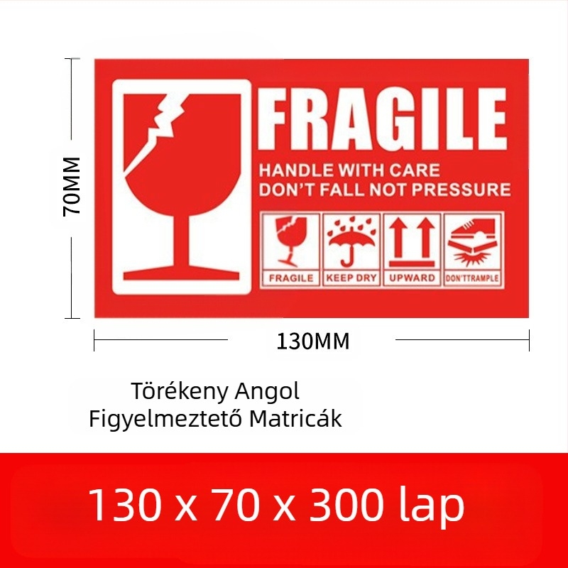 Törékeny termékek címkéje törékeny kínai és angol figyelmeztető címke bevont papír expressz logisztikai csomagolás törékeny címke