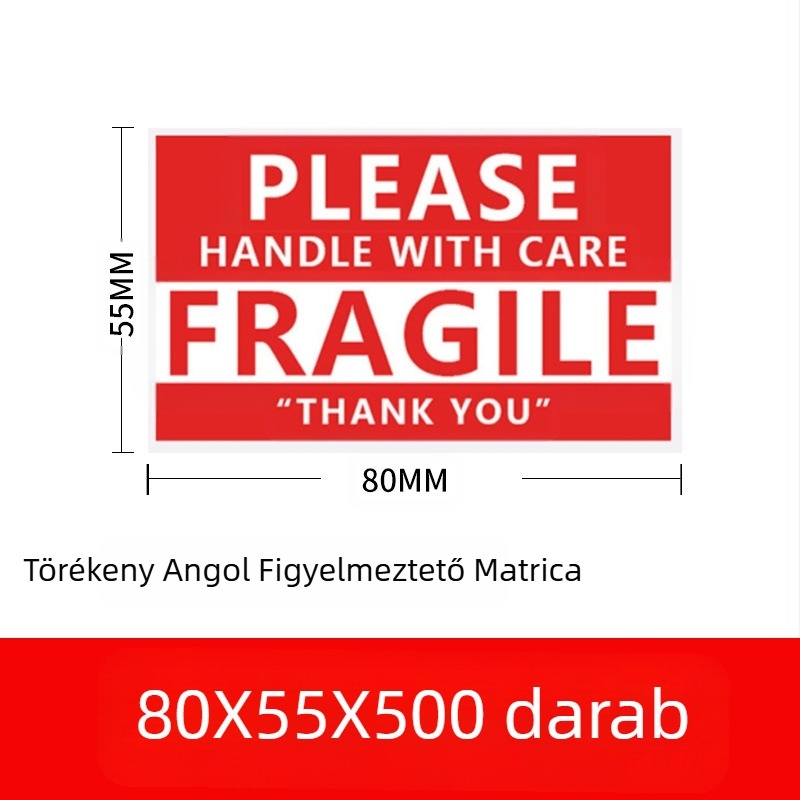 Törékeny termékek címkéje törékeny kínai és angol figyelmeztető címke bevont papír expressz logisztikai csomagolás törékeny címke