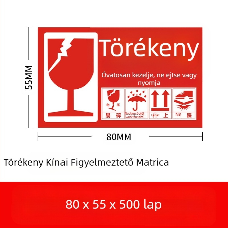 Törékeny termékek címkéje törékeny kínai és angol figyelmeztető címke bevont papír expressz logisztikai csomagolás törékeny címke