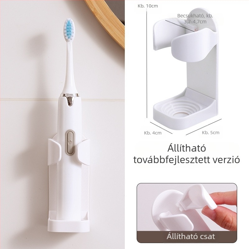 Elektromos fogkefe tartó, ütésmentes, falra szerelhető fogkefetartó, WC-fogkefe tároló alap, fogászati tárolóállvány
