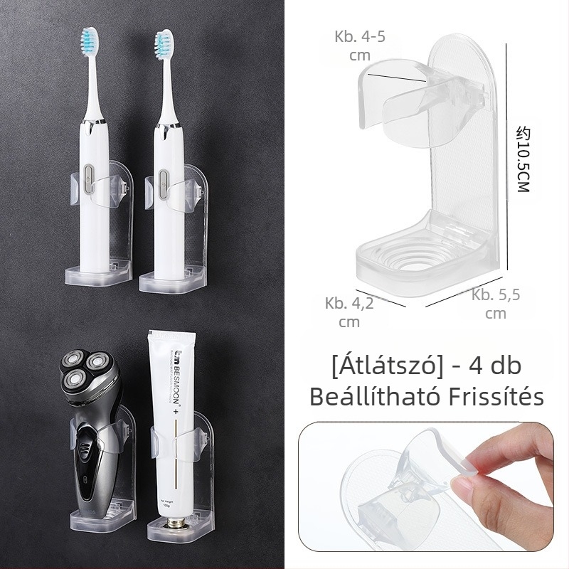 Elektromos fogkefe tartó, ütésmentes, falra szerelhető fogkefetartó, WC-fogkefe tároló alap, fogászati tárolóállvány