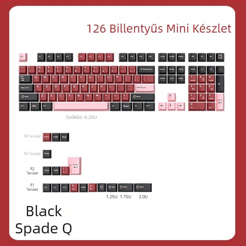 Cloud Lake pikk Q Macaron háromszínű kulcstartó, kicsi, teljes, 126 billentyűs készlet, PBT anyagból, kétszínű fröccsöntött, kopásálló és tartós