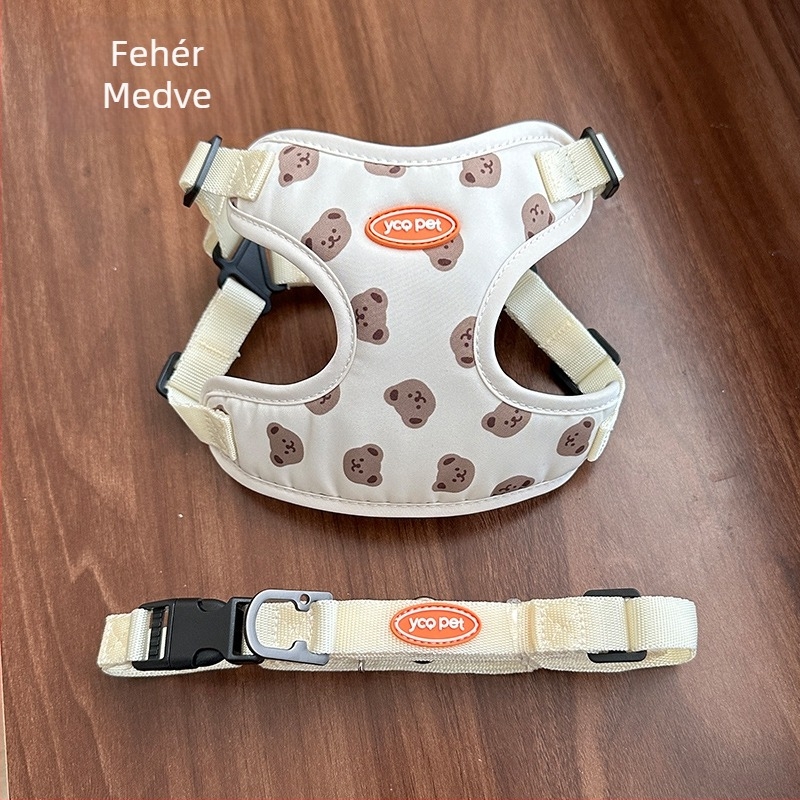 Kutyapóráz mellény, sétáltató póráz kis kutyának, közepes méretű kutyának, mellkaspánt, kutyapóráz mackó kutyalánc