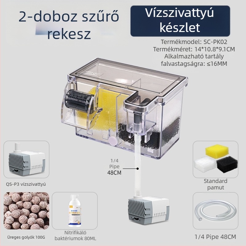 Akvárium szűrő víztisztító ciklus három az egyben búvárszivattyú teknős akvárium tetején szűrődoboz oxigéntermelés integrált csepegtető doboz