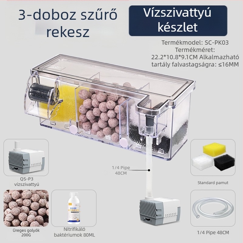 Akvárium szűrő víztisztító ciklus három az egyben búvárszivattyú teknős akvárium tetején szűrődoboz oxigéntermelés integrált csepegtető doboz