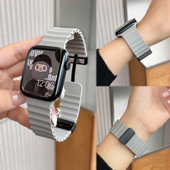 Apple iwatch ultra98765432 generációs 49 mm-es tengeri összecsukható csattal ellátott szilikon mágneses S10 szíj