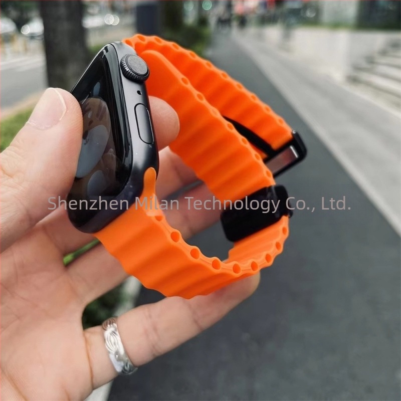 Apple iwatch ultra98765432 generációs 49 mm-es tengeri összecsukható csattal ellátott szilikon mágneses S10 szíj