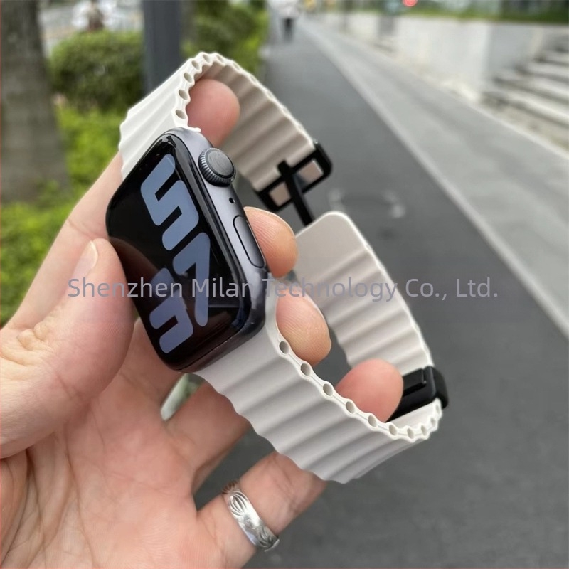 Apple iwatch ultra98765432 generációs 49 mm-es tengeri összecsukható csattal ellátott szilikon mágneses S10 szíj