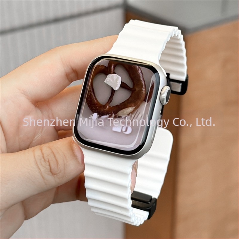 Apple iwatch ultra98765432 generációs 49 mm-es tengeri összecsukható csattal ellátott szilikon mágneses S10 szíj