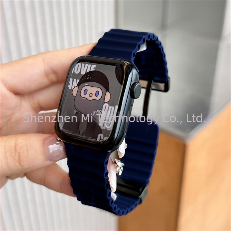 Apple iwatch ultra98765432 generációs 49 mm-es tengeri összecsukható csattal ellátott szilikon mágneses S10 szíj