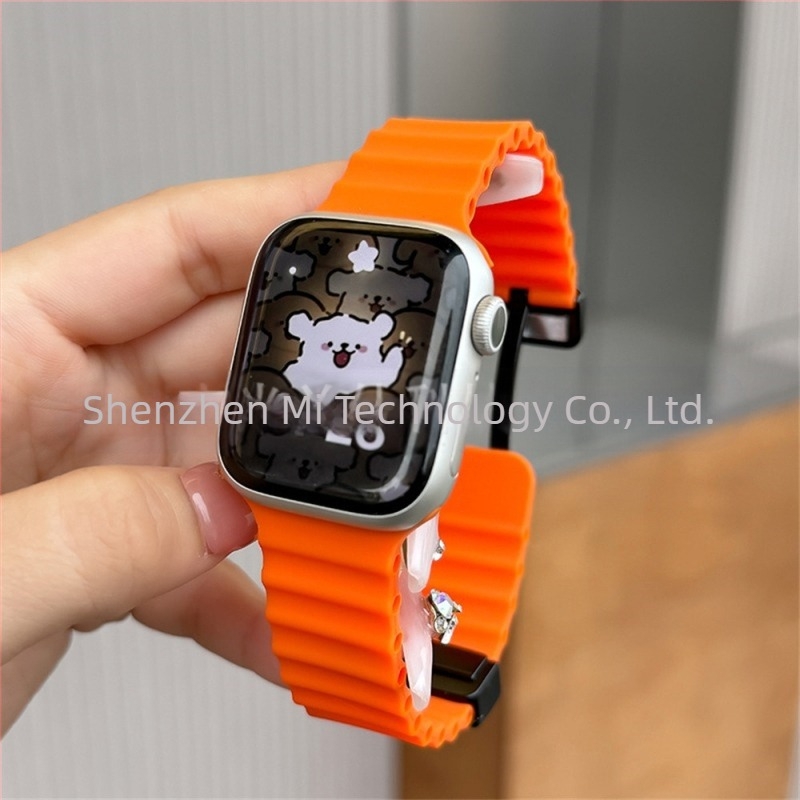 Apple iwatch ultra98765432 generációs 49 mm-es tengeri összecsukható csattal ellátott szilikon mágneses S10 szíj