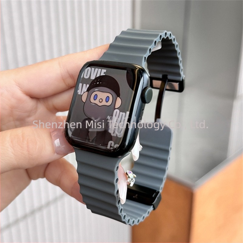 Apple iwatch ultra98765432 generációs 49 mm-es tengeri összecsukható csattal ellátott szilikon mágneses S10 szíj