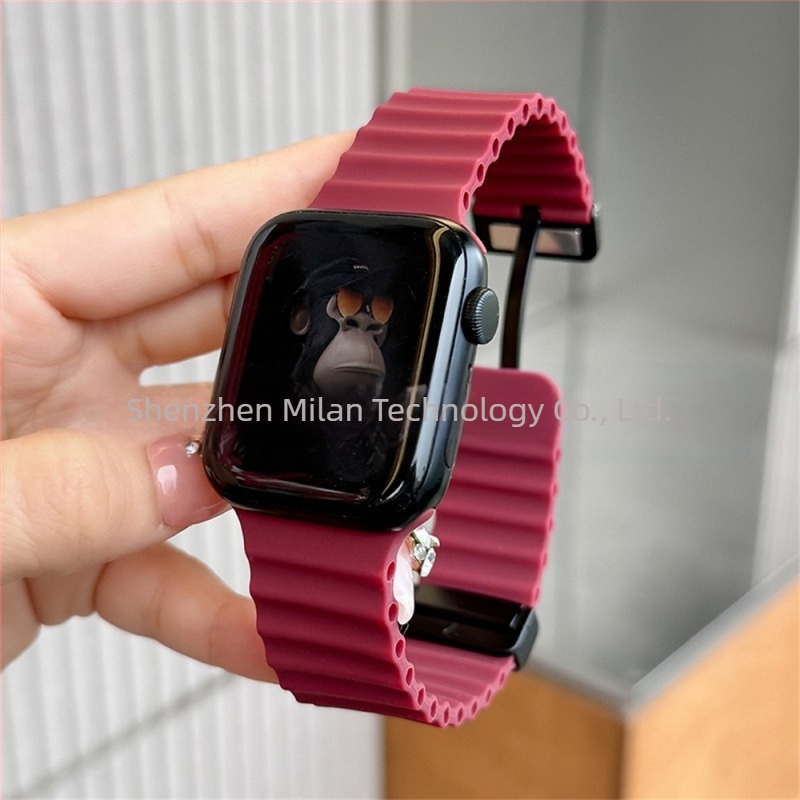 Apple iwatch ultra98765432 generációs 49 mm-es tengeri összecsukható csattal ellátott szilikon mágneses S10 szíj