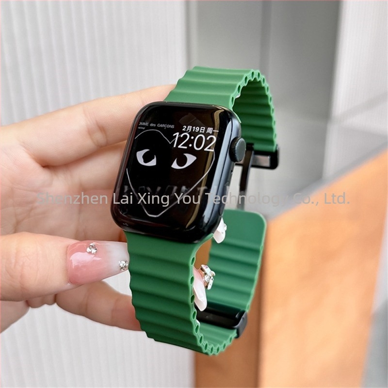 Apple iwatch ultra98765432 generációs 49 mm-es tengeri összecsukható csattal ellátott szilikon mágneses S10 szíj