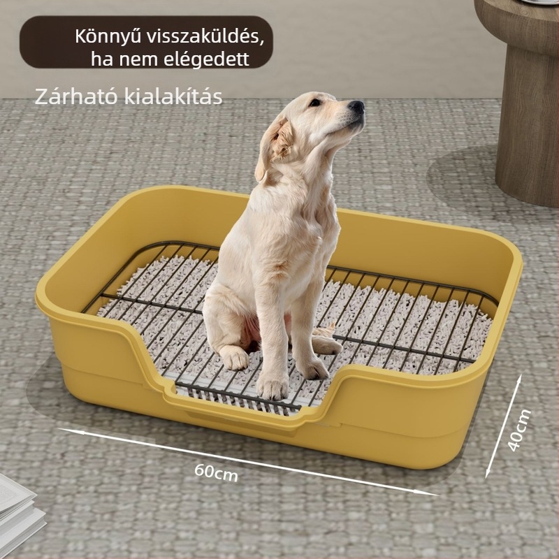 Vashálós kutyavécé, túlméretezett, fröccsenésgátló, magas kerítésű kutyapiszoár, nagy, közepes, kis kutyáknak, lapos, kisállat-kellékek