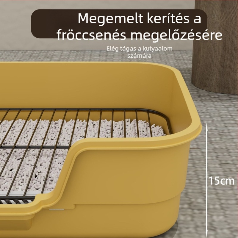 Vashálós kutyavécé, túlméretezett, fröccsenésgátló, magas kerítésű kutyapiszoár, nagy, közepes, kis kutyáknak, lapos, kisállat-kellékek