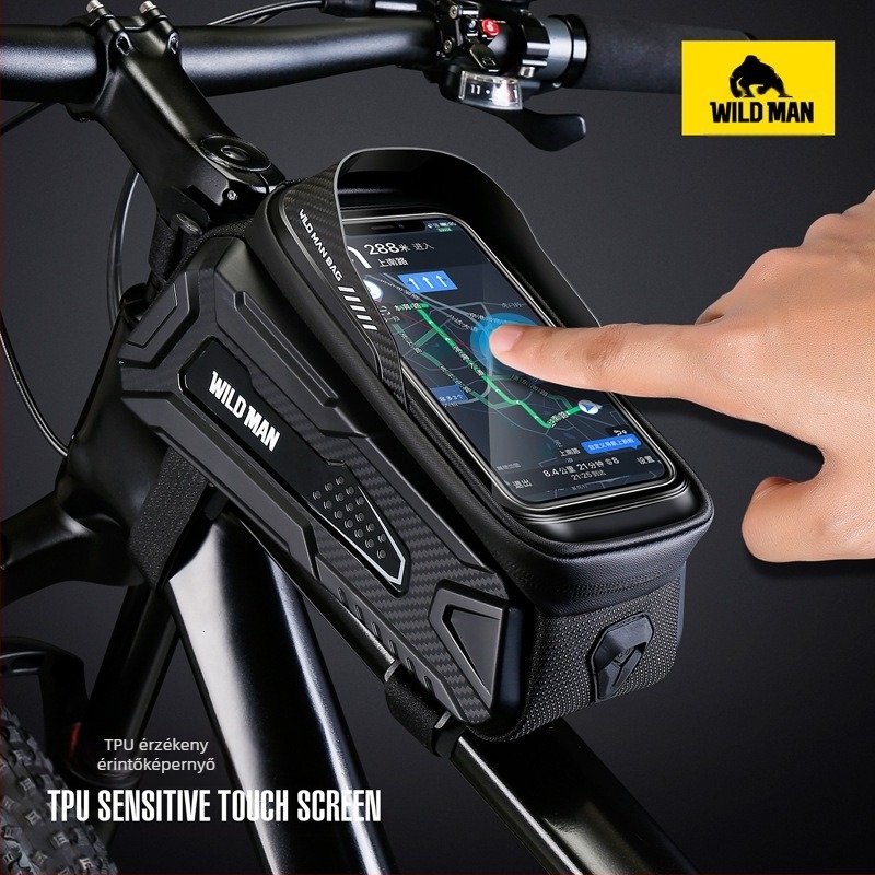 WILD MAN kemény héjú mountain bike első váztáska felső cső mobiltelefon érintőképernyős autó első nyeregtáska kerékpáros felszerelés táska