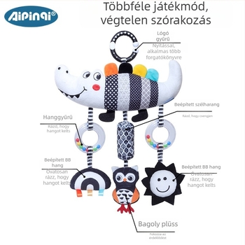 Aipinqi új 0-3 éves baba kirakós kényelmes autós függő fekete-fehér állatos szélcsengő baba autós függő plüss játékok