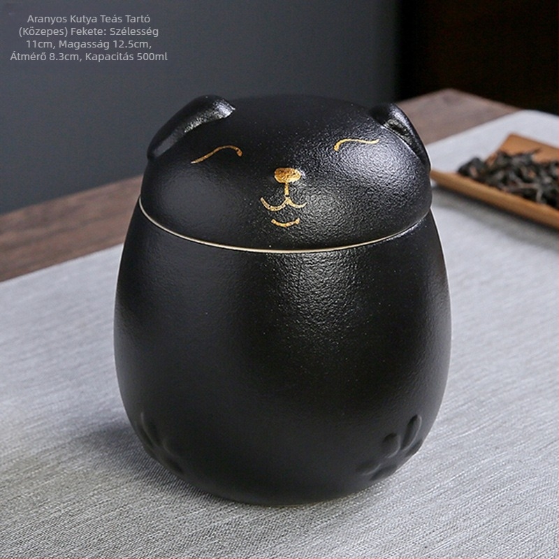 Lucky Cat kerámia teáskanna hordozható nedvességálló tárolóedény kis méretű aszalt gyümölcsös üveg kreatív aranyos kutyaasztal dekoráció