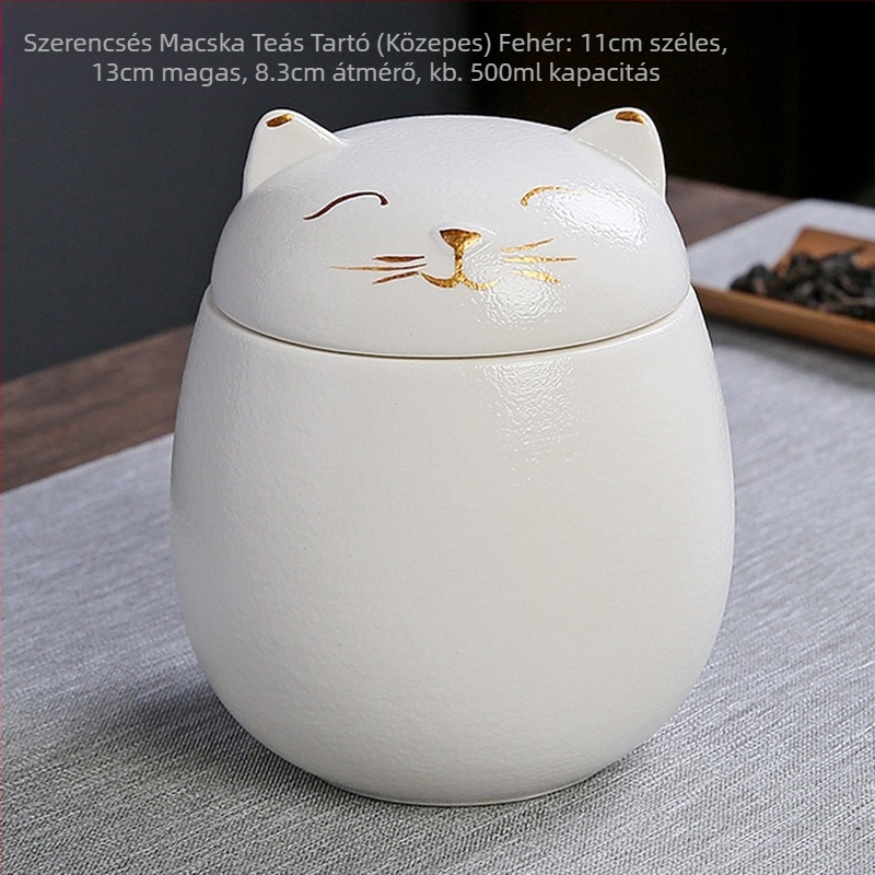 Lucky Cat kerámia teáskanna hordozható nedvességálló tárolóedény kis méretű aszalt gyümölcsös üveg kreatív aranyos kutyaasztal dekoráció