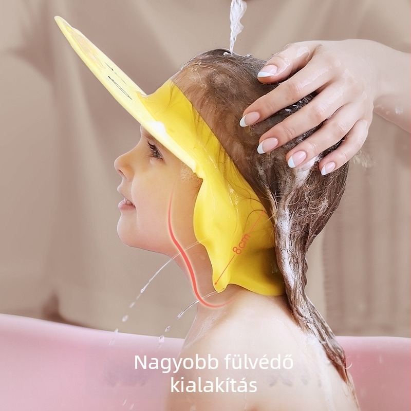 Baba sampon műtárgy szilikon gyermek fülvédő zuhanysapka állítható baba baba zuhany vízálló sapka sampon sapka