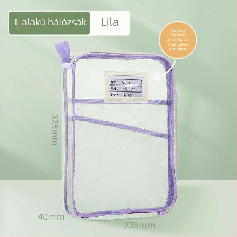 L alakú, nagy nyílású tesztpapír tárolózsák, nagy kapacitású tesztpapír tárolózsák, oktatótáska, hálós, hordozható irattartó táska nagykereskedelemben