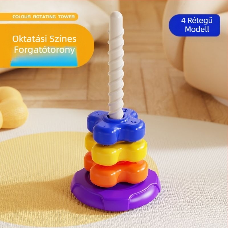 0-3 éves baba koragyermekkori nevelési játékok szivárványos fonó Jenga színes csecsemő gyerekek oktatási fonó