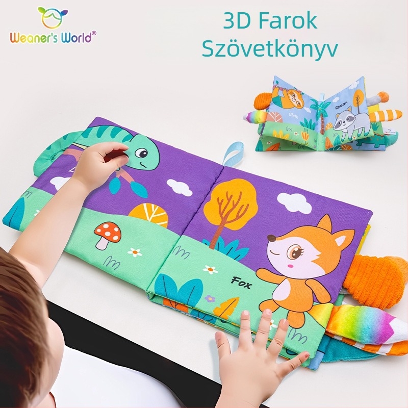 Új sztereó farokvászon könyv, csecsemők korai nevelése érintős csendes könyv, csengőpapír tapintható kognitív játékgyártó raktáron