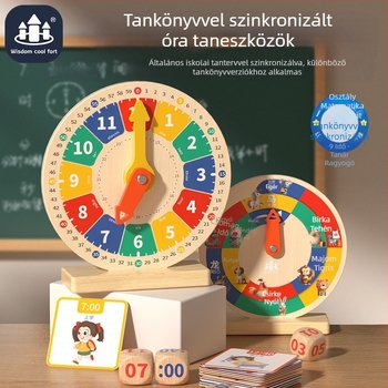 Gyermek digitális óra oktatási segédeszközök fa óra modell játék óvoda oktatási tanulási idő ébresztőóra megértés