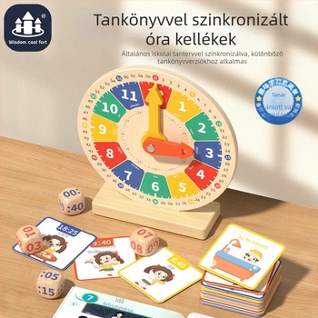 Gyermek digitális óra oktatási segédeszközök fa óra modell játék óvoda oktatási tanulási idő ébresztőóra megértés