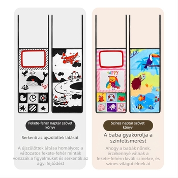 Többdimenziós megvilágosodás Haha tükörvászon könyvjáték állati színű angol kognitív 0-3 éves baba összecsukható asztali naptár vászon könyv