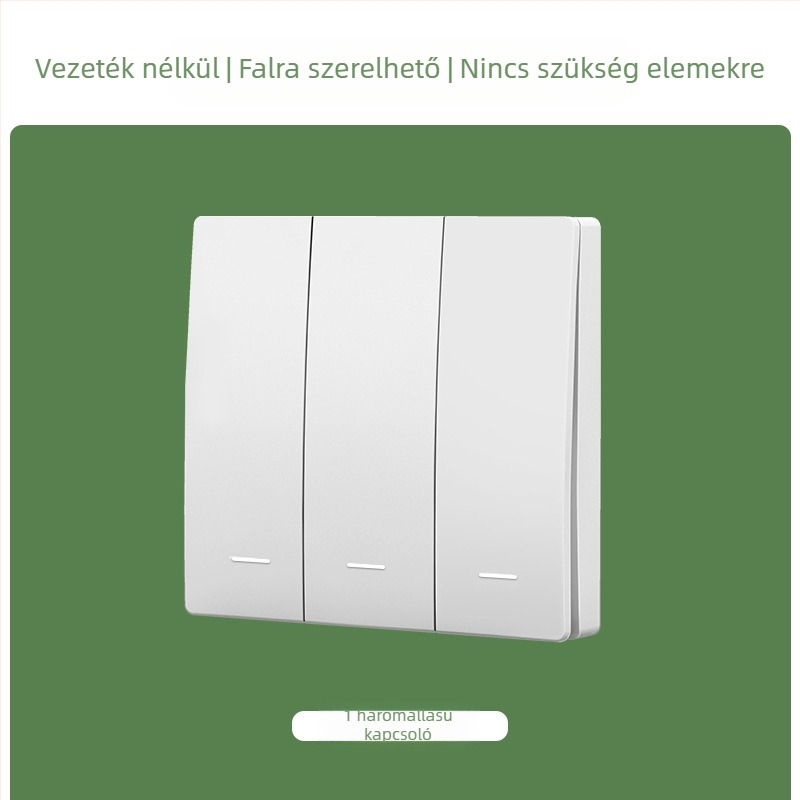 Öngeneráló vezeték nélküli kapcsoló háztartási egyvezérlősről kettős vezérlősre, többvezérlősre, vezeték nélküli, véletlenszerű, pasztamentes, elemmentes, egyszerű megnyomás