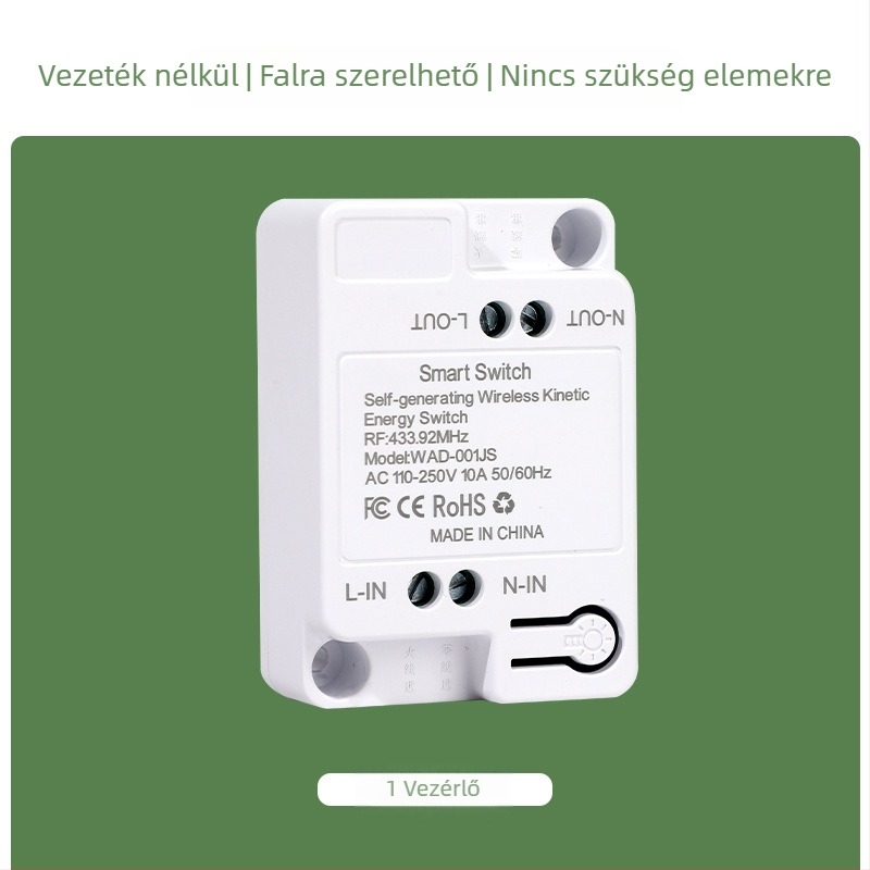 Öngeneráló vezeték nélküli kapcsoló háztartási egyvezérlősről kettős vezérlősre, többvezérlősre, vezeték nélküli, véletlenszerű, pasztamentes, elemmentes, egyszerű megnyomás