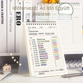 Napi tervező, teendőlista, naplóbeosztás, tekercses jegyzetfüzet általános iskolásoknak, téli szüneti önfegyelem, bejelentkezési jegyzetfüzet heti