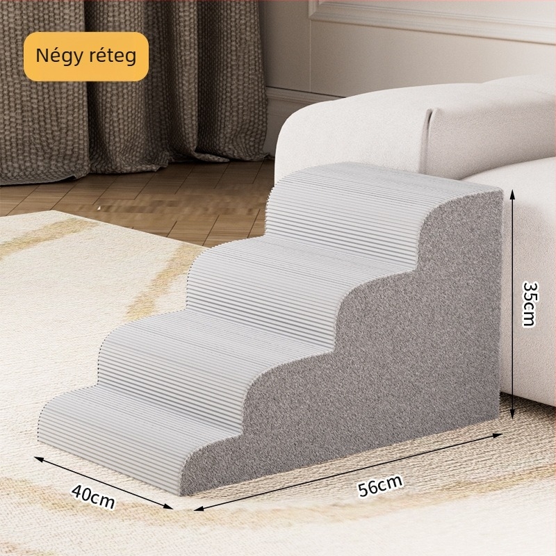 Kisállatlépcsők, Kutyaágylépcsők, Csúszásmentes, levehető és mosható létra, Háztartási kis méretű kutyáknak való többlépcsős létra, Kanapé kopásálló