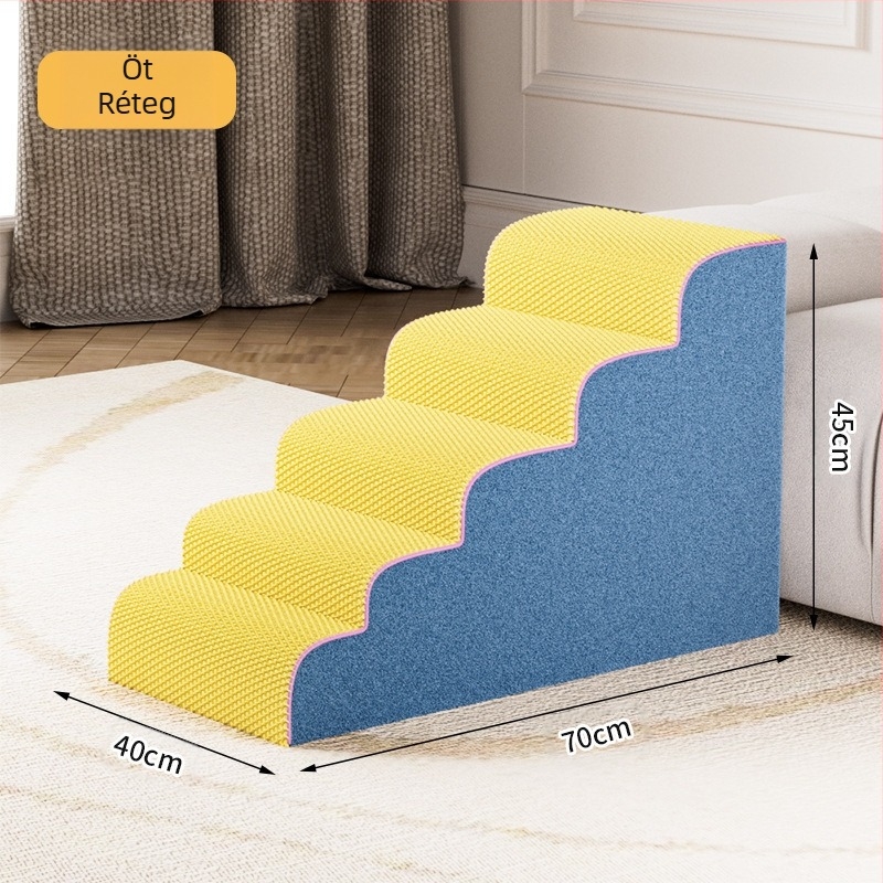 Kisállatlépcsők, Kutyaágylépcsők, Csúszásmentes, levehető és mosható létra, Háztartási kis méretű kutyáknak való többlépcsős létra, Kanapé kopásálló