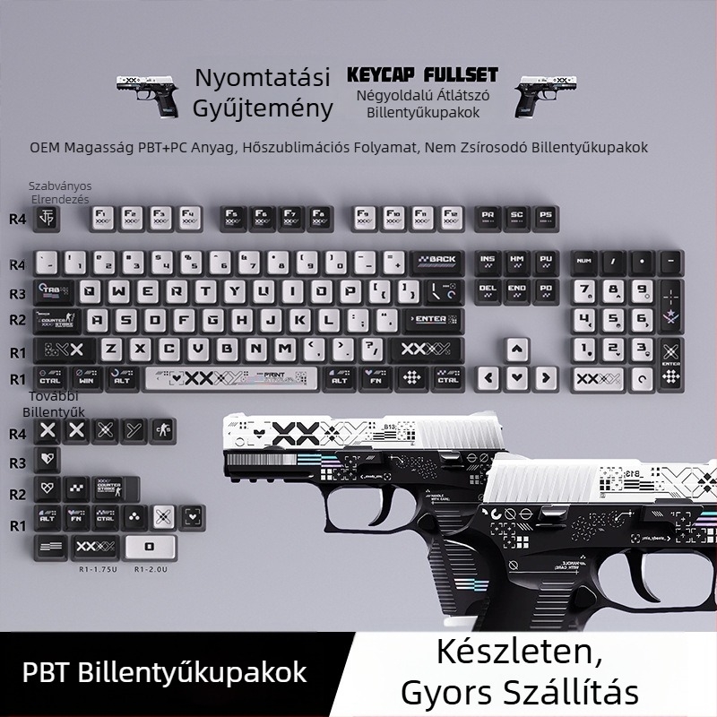 Puding négyoldalas áttetsző színes szublimációs billentyűsapkák testreszabott mechanikus billentyűzet áttetsző nyomtatási készlet Kuromi billentyűsapkák