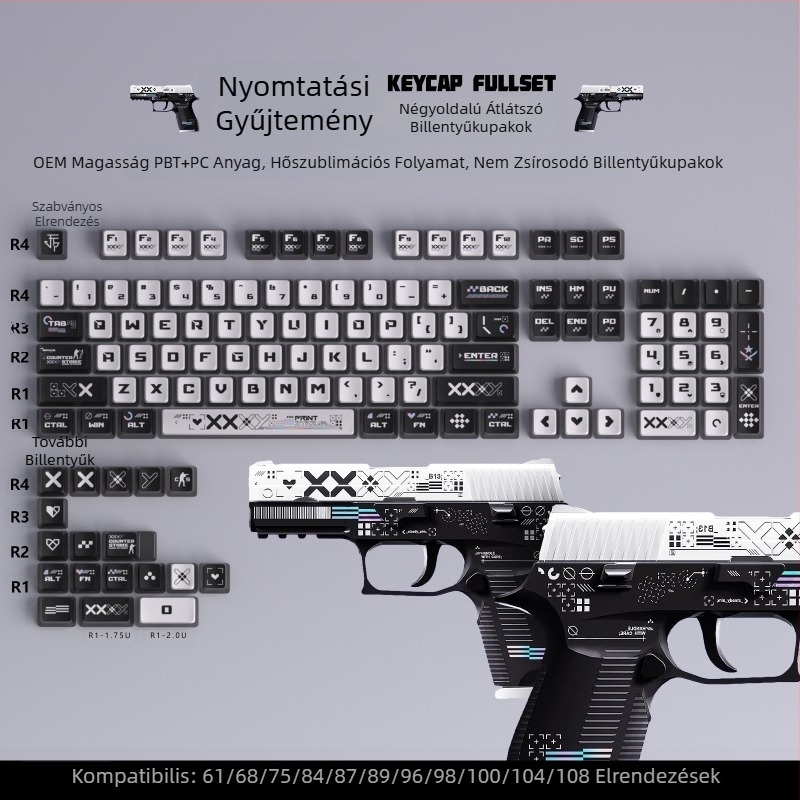 Puding négyoldalas áttetsző színes szublimációs billentyűsapkák testreszabott mechanikus billentyűzet áttetsző nyomtatási készlet Kuromi billentyűsapkák