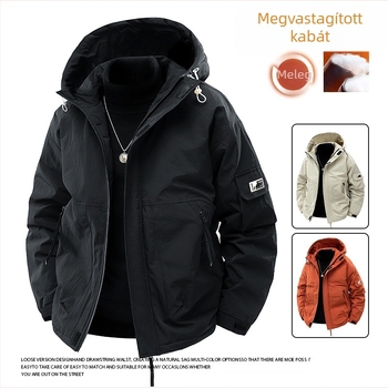 Férfi őszi-téli szélálló, meleg, divatos, csinos, mindenhez illő, lezser, pamuttal bélelt kabát